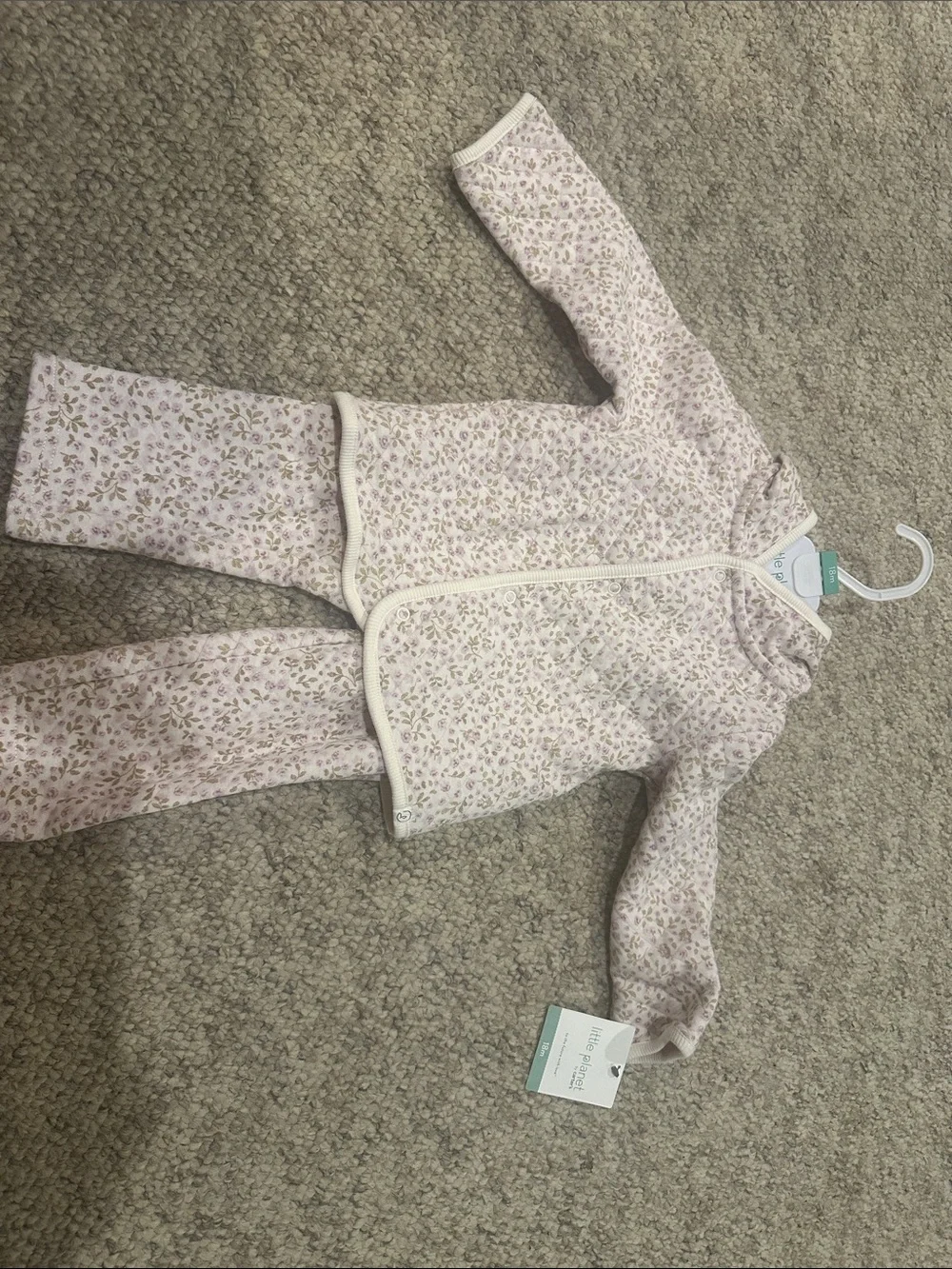 Carter's Quilted Hooded Floral Jacket and Pants Set - Pink and Cream